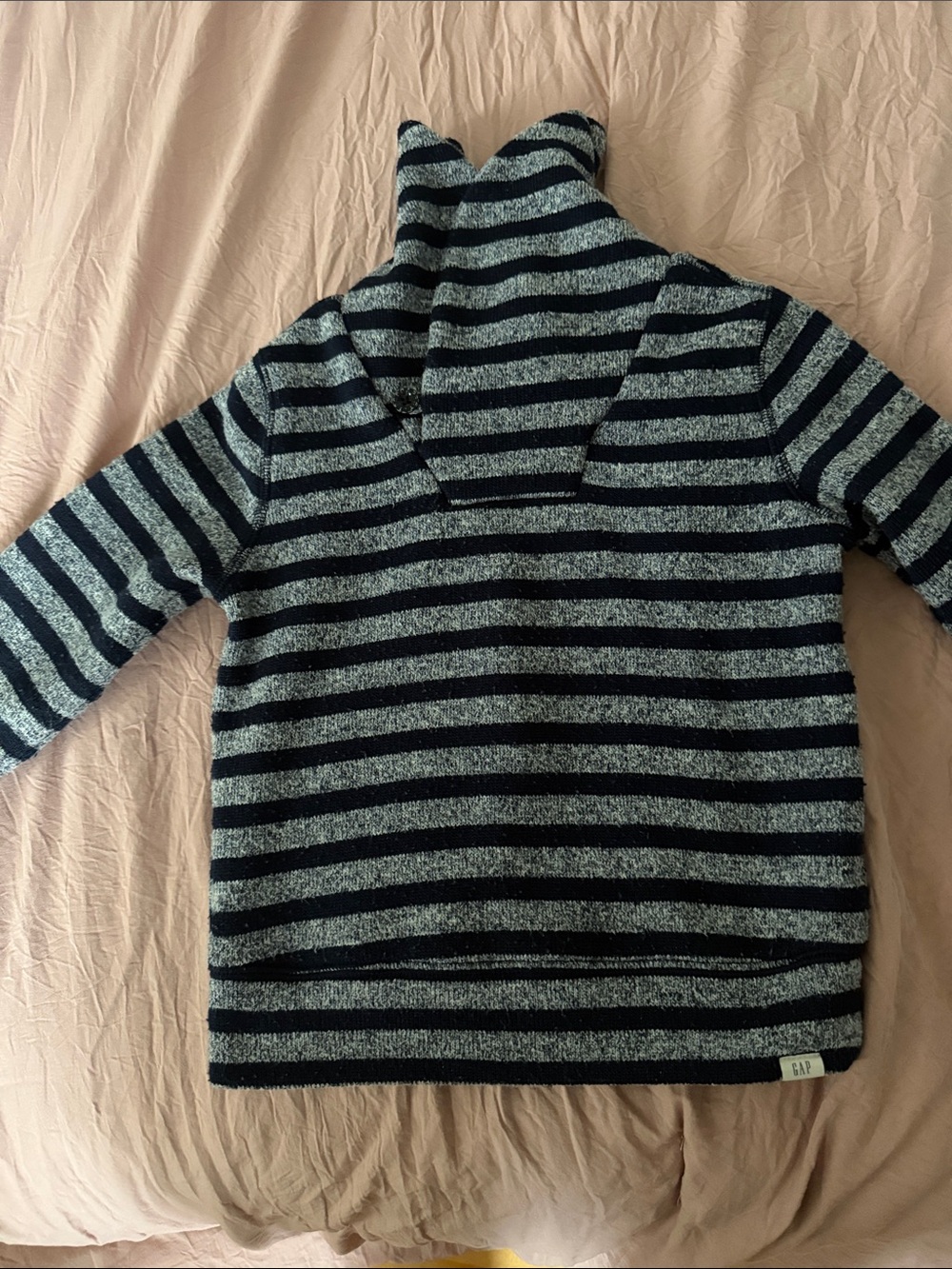 GAP Men's Striped Turtleneck Sweater - Navy & Light Blue